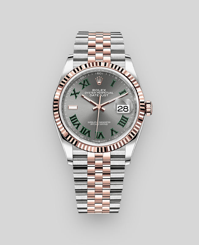 Rolex Datejust 36 Rose Gold and Steel with Wimbledon Dial.and Jubilee Bracelet