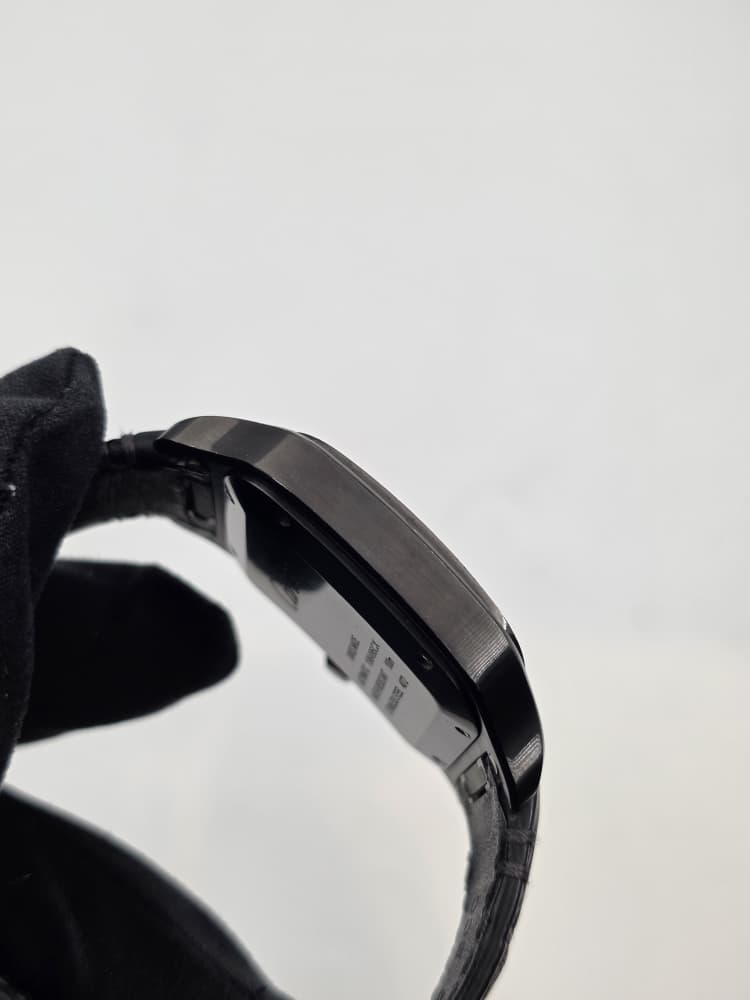 Cartier Santos Large in Black DLC Coated Steel with Black Dial and Leather Strap