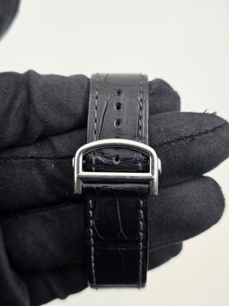 Cartier Santos Large in Black DLC Coated Steel with Black Dial and Leather Strap