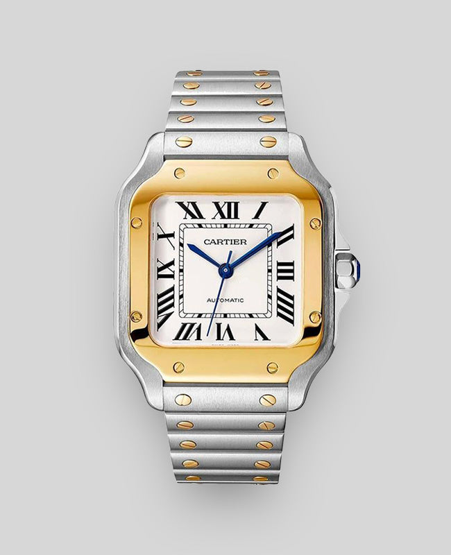 Cartier Santos Large Yellow Gold and Steel with White Dial