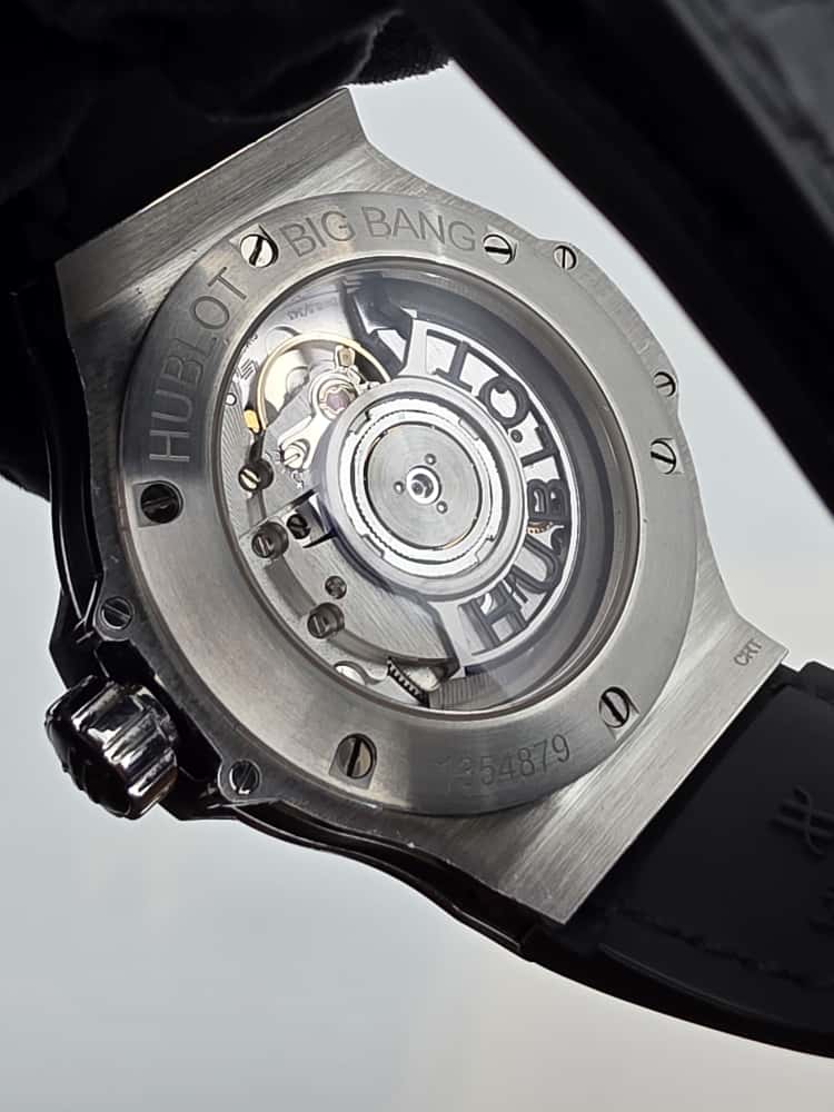 Hublot Big Bang 38mm Steel with Factory Diamond Bezel and Hybrid Leather Strap