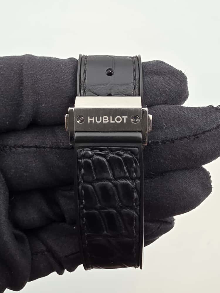 Hublot Big Bang 38mm Steel with Factory Diamond Bezel and Hybrid Leather Strap