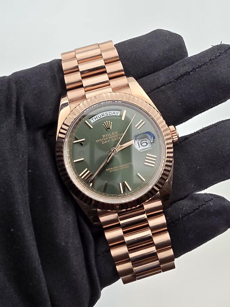 Rolex Day-Date 40 Rose Gold with "anniversary" dial