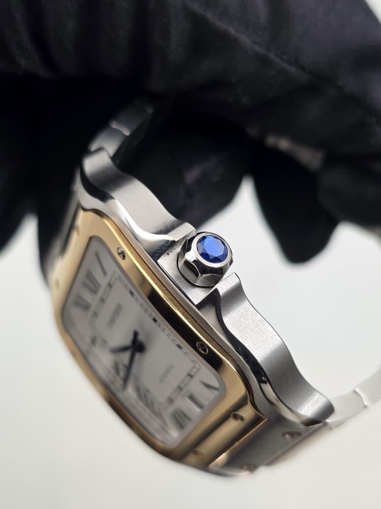 Cartier Santos Large Yellow Gold and Steel with White Dial