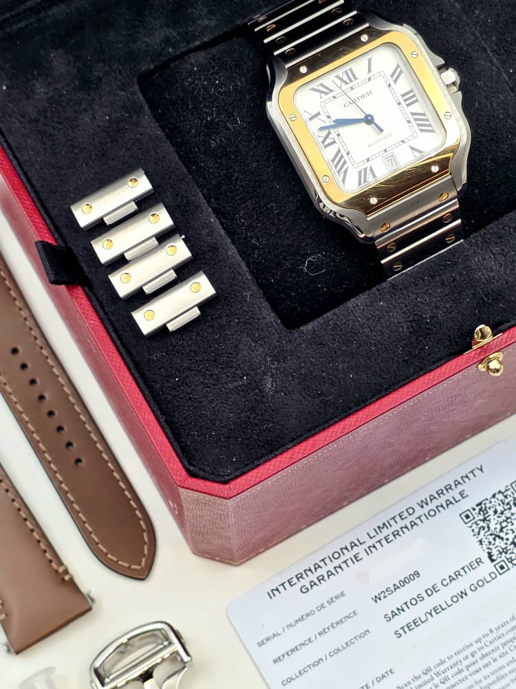 Cartier Santos Large Yellow Gold and Steel with White Dial