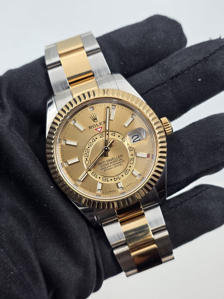 Rolex Skydweller Yellow Gold and Steel with Champagne Dial and Oyster Bracelet