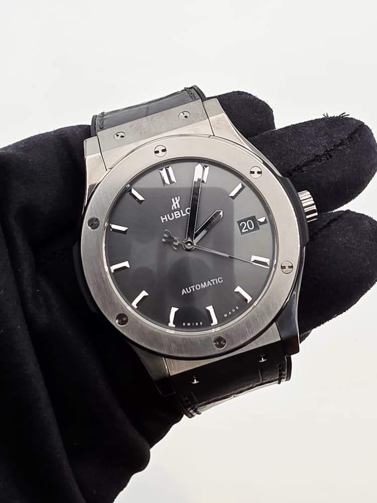 Hublot Classic Fusion 45 In Titanium with Grey Strap and Dial