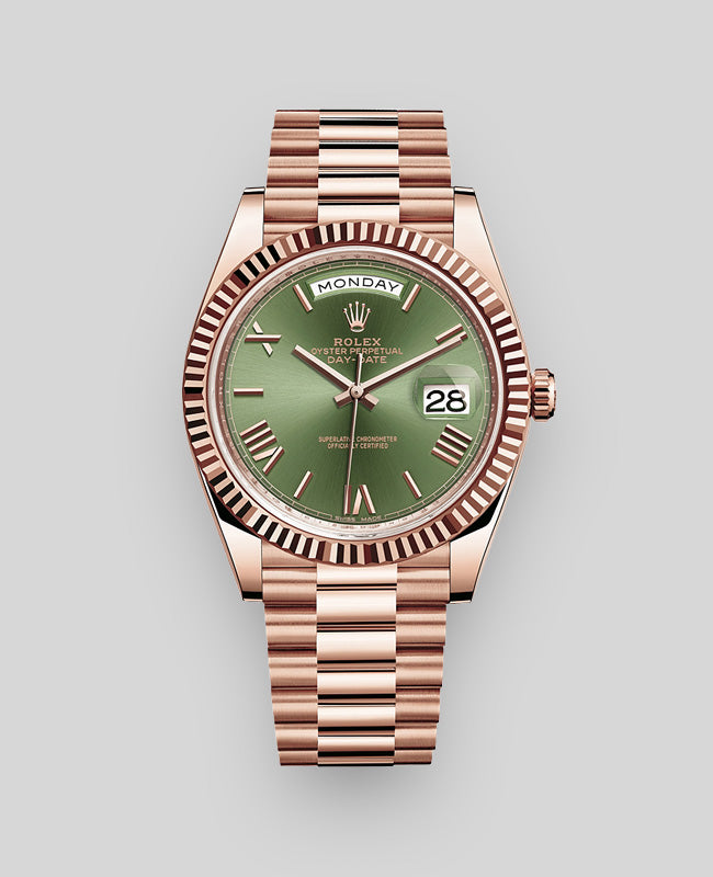 Rolex Day-Date 40 Rose Gold with "anniversary" dial