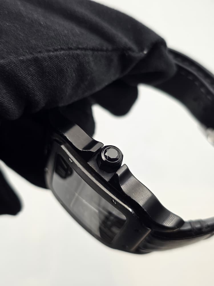 Cartier Santos Large in Black DLC Coated Steel with Black Dial and Leather Strap