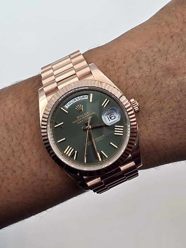 Rolex Day-Date 40 Rose Gold with "anniversary" dial