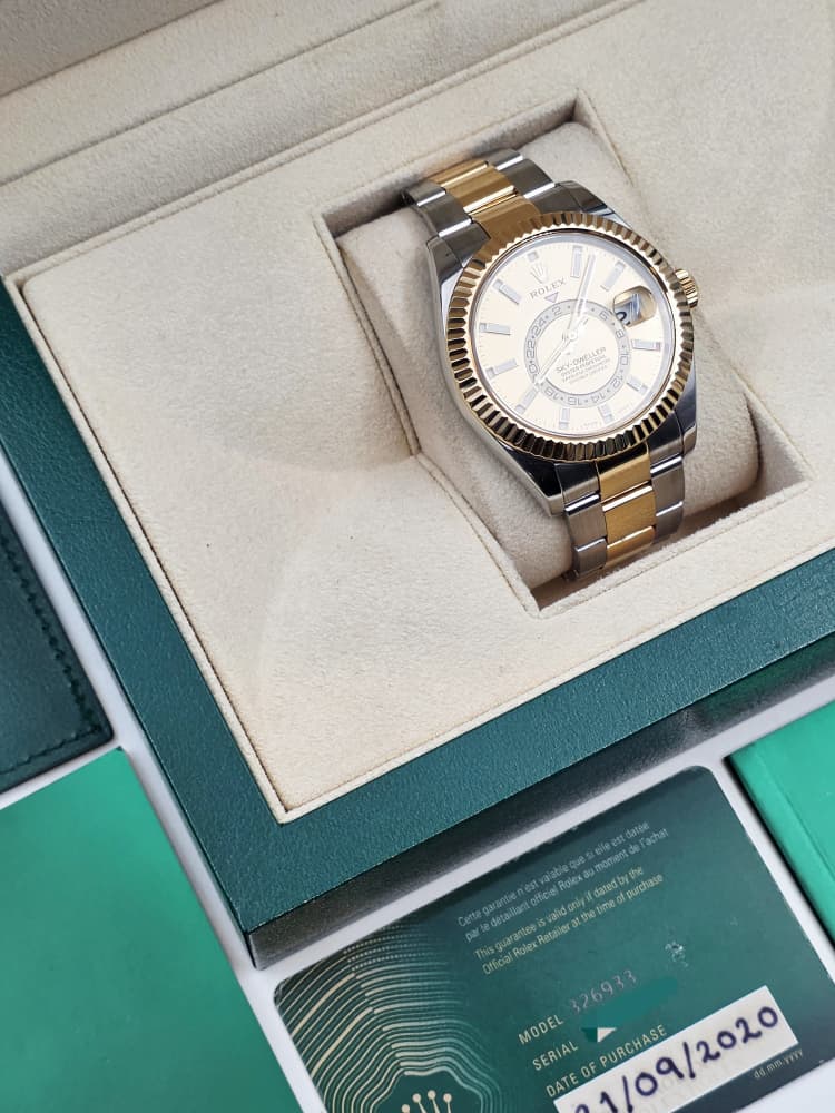 Rolex Skydweller Yellow Gold and Steel with Champagne Dial and Oyster Bracelet
